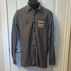 Men's Black and Gray Striped Casual Shirt